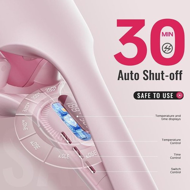 LENA S16 Hair Waver | Beach Waves Curling Iron with 3 Titanium Ceramic Barrels, Pink, 1.25 Inch