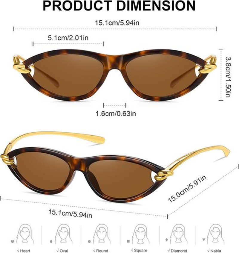 Skiennix Retro Oval Sunglasses - Stylish Cat Eye 90s Sunnies for Men & Women | Lightweight UV Protection