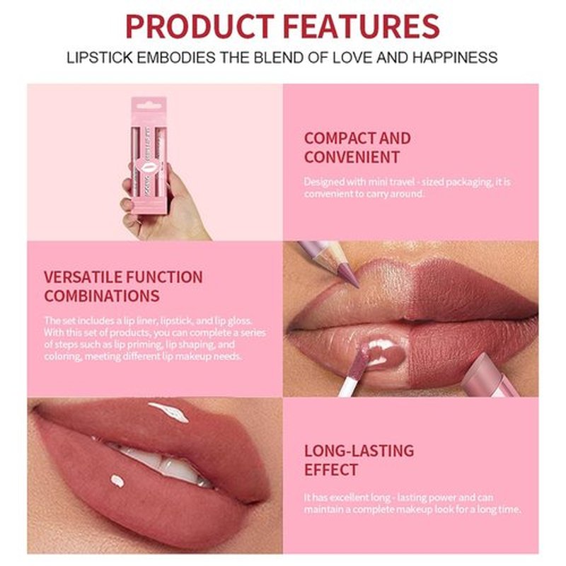 Skiennix Matte Liquid Lipstick Set - Long Lasting Hydrating Lip Balm & Liner | 3PCS Non-Sticky Waterproof