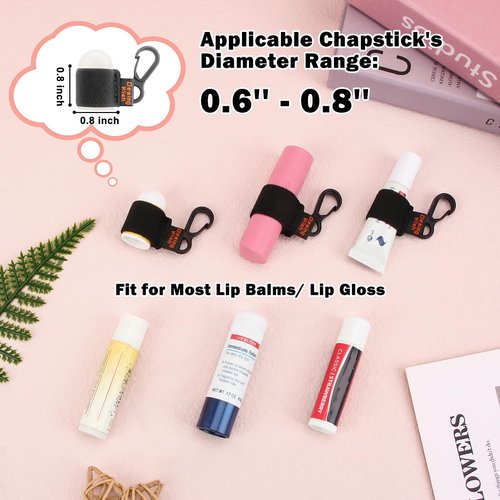 Desing Wish 6 PCS Mini Chapstick Holder Keychain Elastic Sleeve Chapstick Keychain Holder for Lip Balms/Lip Gloss/Lipsticks, Portable Lip Balm Holder Sleeves - Colorful
