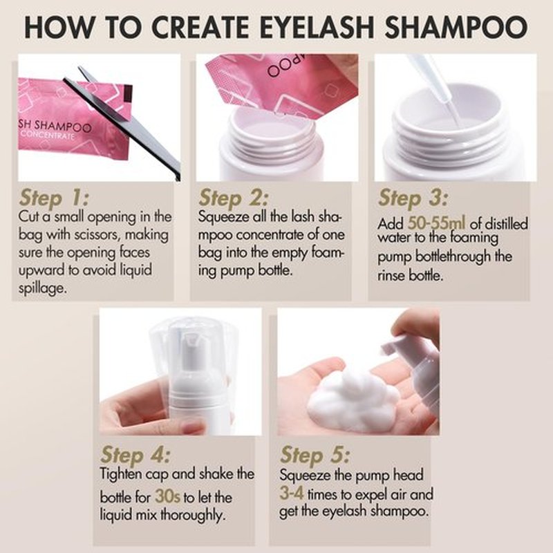 Embagol Lash Shampoo Concentrate Lash Cleaning for Eyelash Extensions Anti-allergic Hypoallergenic and Non-irritation Cleanser for Salon & Home Use(14 bags)