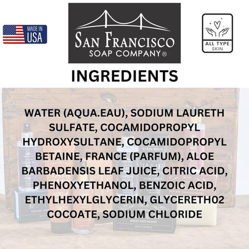 San Francisco Soap Company Scented for Men Cognac and Vanilla Hand and Body Wash