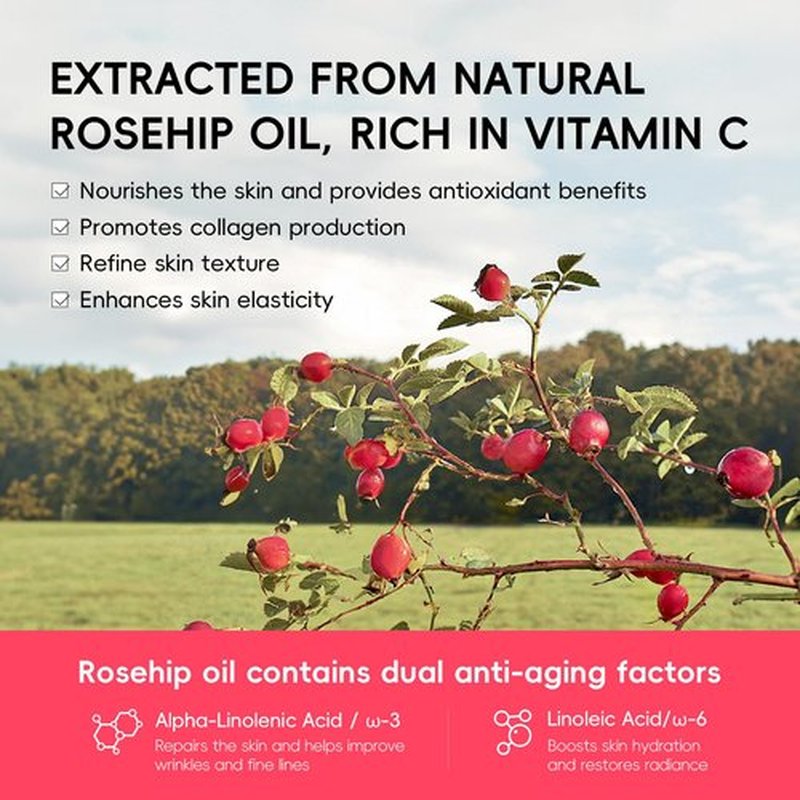 QUIYUM Skin Care Set, with Natural Rosehip Oil, Vit-C & E Skincare Kits 5 Pcs- Restore Skin Elasticity, Refine Texture, Even Tone, Moisturizing, Glowing, for All Skin Types, Mother's Day Birthday Gift