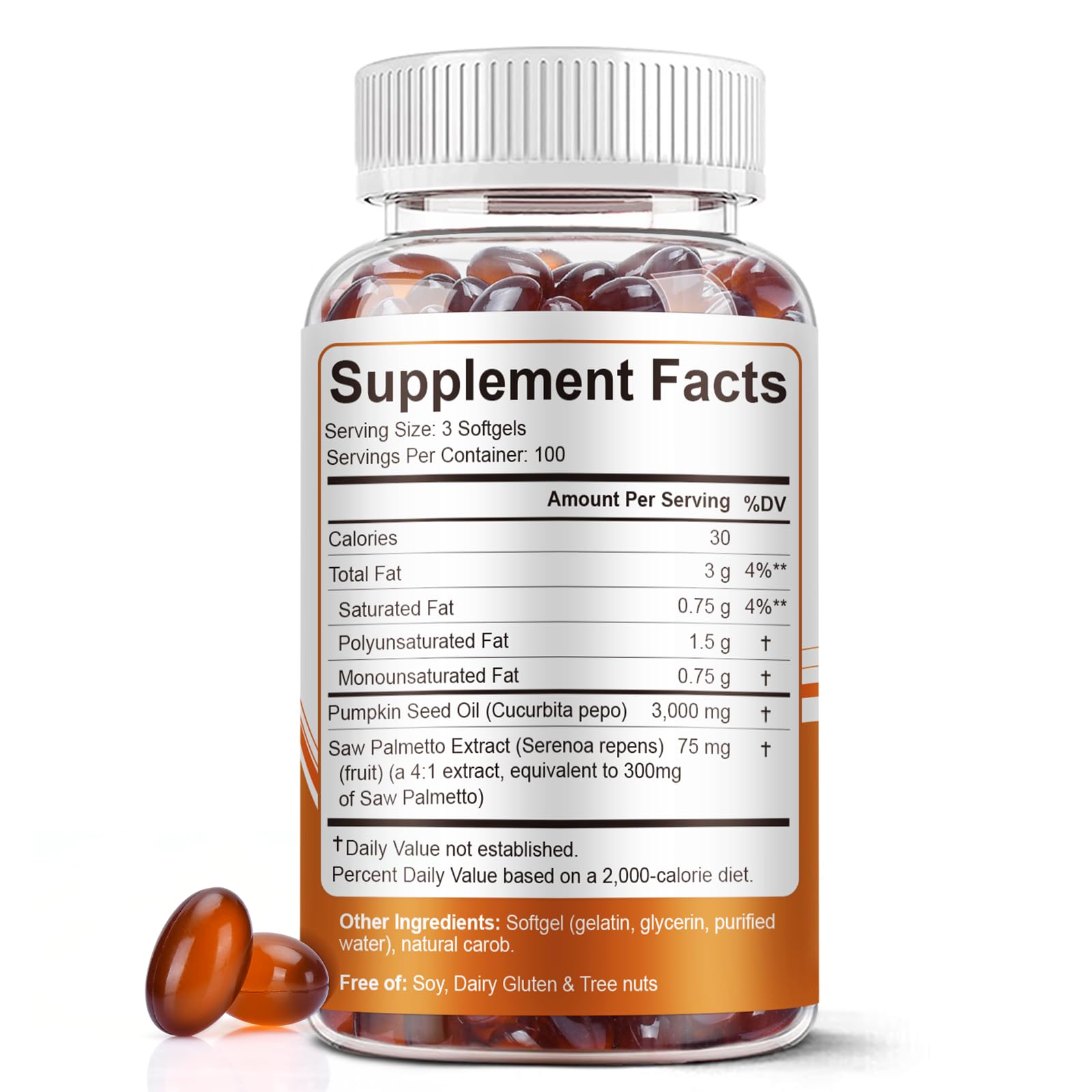Pumpkin Seed Oil with Saw Palmetto Capsules, 3000mg/serving, 300 Softgels | Cold Pressed, Pure Virgin Oil, Essential Fatty Acids & Phytosterols | Supports Hair, Urinary, Bladder & Prostate Health