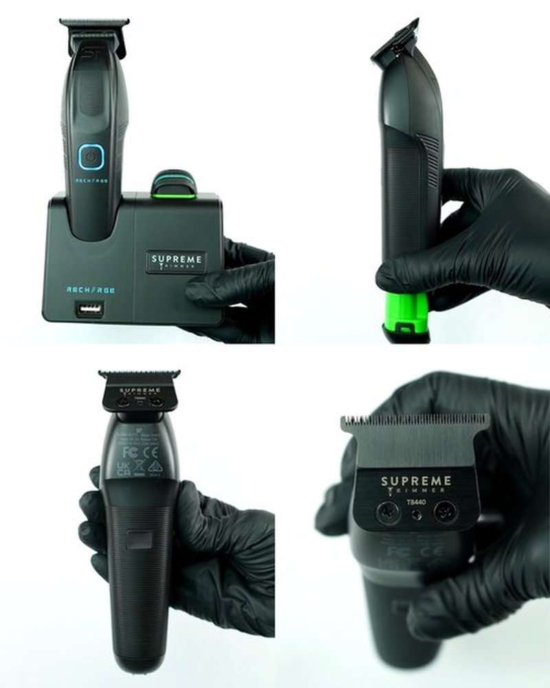 Supreme Trimmer Recharge ST777 – Professional Barber Trimmer with 2 Removable Batteries | 8000 RPM Motor, Zero Gap DLC Blades, Smart Charging Dock, USB-C Fast Charge