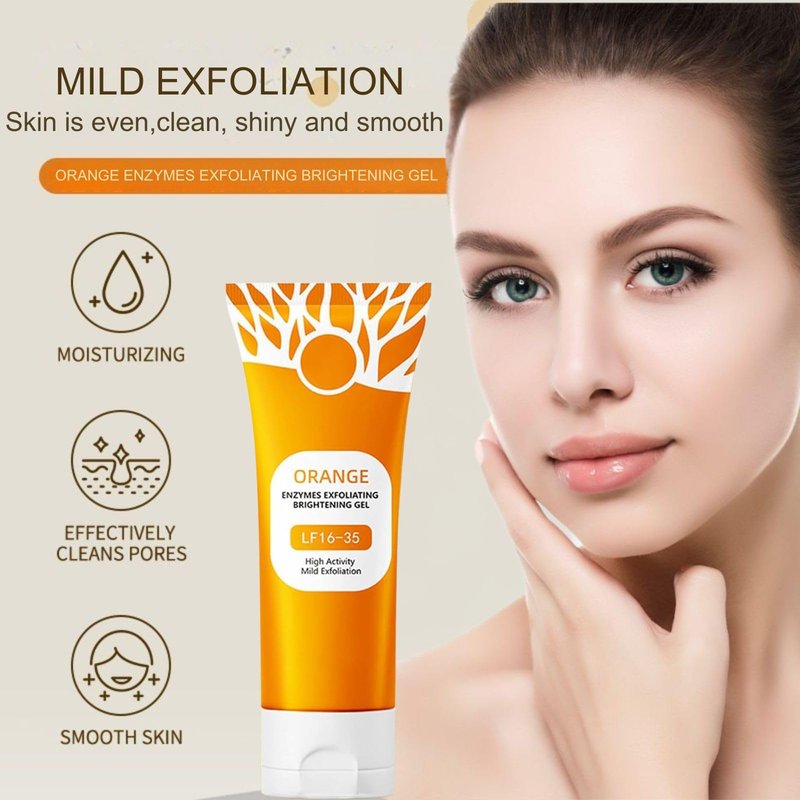 2Pcs Orange Exfoliating Gel Scrub for Face & Body, Deep Pore Cleansing Exfoliant to Remove Blackheads, Moisturizing & Gentle for All Skin Types