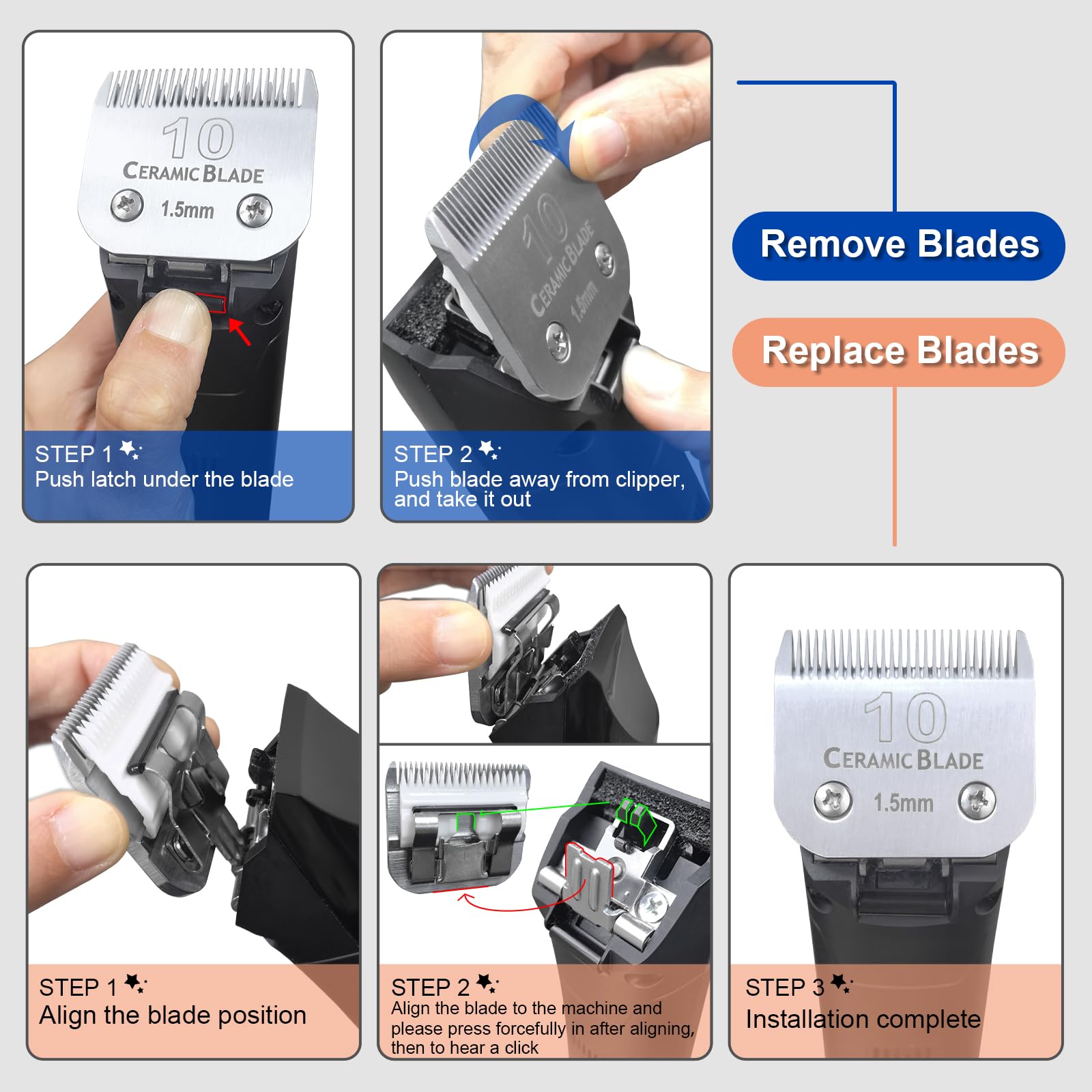 7FC Dog Grooming Ceramic Blades,Compatible with Andis,Oster A5,Wahl KM10