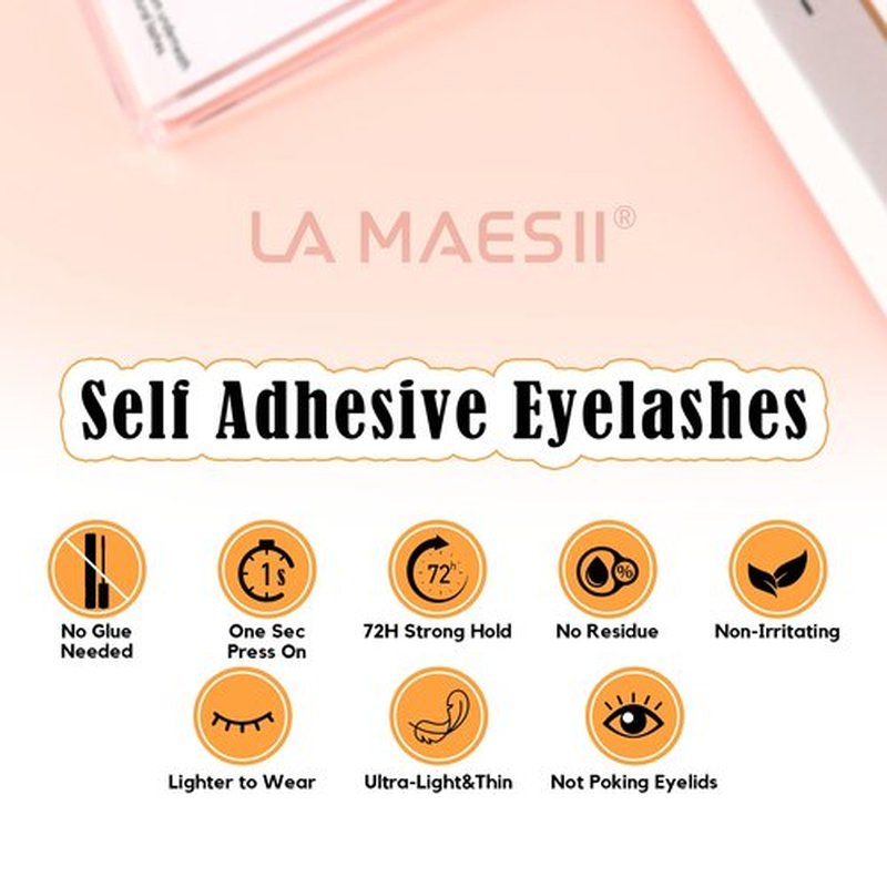 LA MAESII Self Adhesive Lash Clusters, Press-On Lashes No Glue Needed Pre Glued Eyelash Clusters Wispy Cluster Lashes,Individual Lash Kit, ULTRA-THIN&LIGHT Reusable No Residue(SA04)