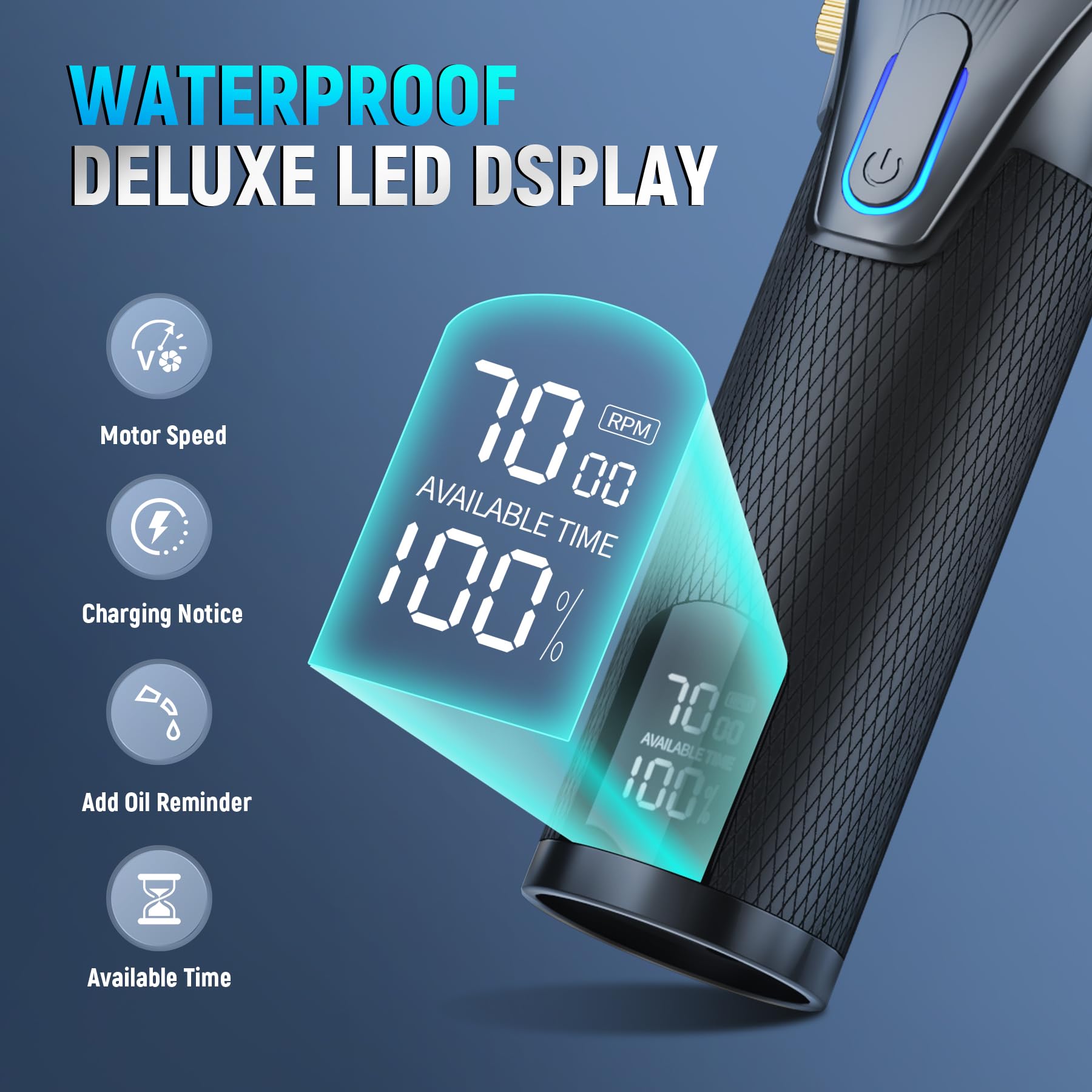 KIKIDO Hair Clippers for Men + T-Blade Trimmer Kit, Rechargeable Barber Trimmer with LCD Display & Guide Combs for Hair Cutting, Cordless Hair Clipper, Professional Clippers Set for Home Use