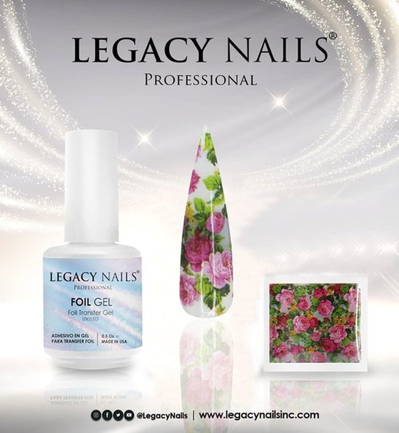 Legacy Nails Professional FOIL TRANSFER GEL 0.5oz - Nail Art Adhesive Gel for Foil Designs, Quick-Drying, UV/LED Curing, Long-Lasting, Easy to Use for Acrylic & Natural Nails