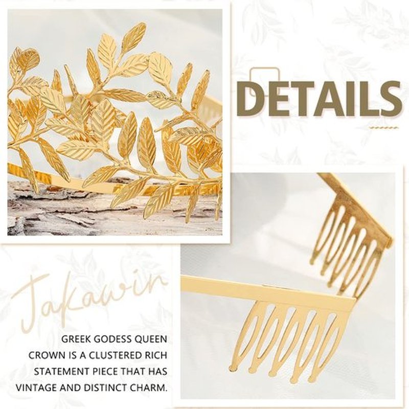 JAKAWIN Greek Goddess Headband Accessories Gold Leaf Crown for Women HG001 (Gold)