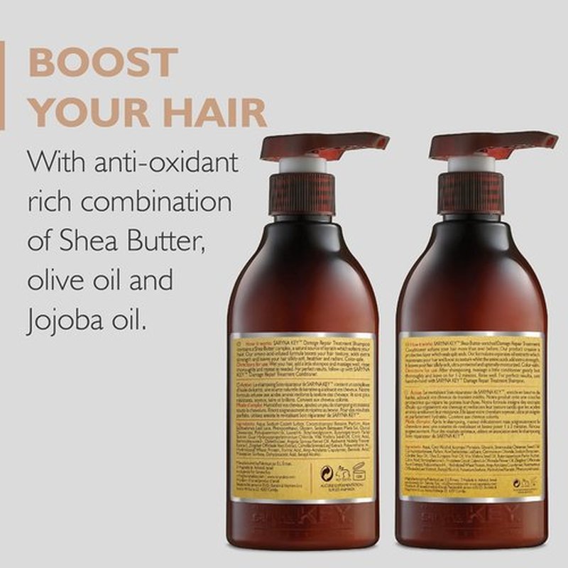 Saryna Key Damage Repair Shampoo & Conditioner Set - Sulfate-Free Moisturizing Hair Care for Dry, Damaged Hair | 2 Pack, 500 ml