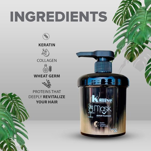 KALIVE Hair Mask - 16 Oz Deep Moisturizing Treatment for Dry & Damaged Hair Care