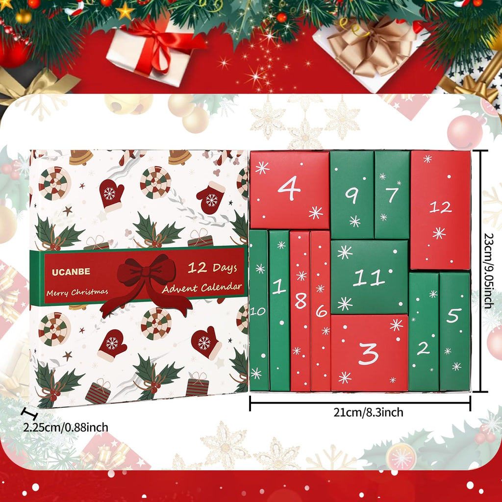 UCANBE Makeup Advent 2025, 12 Days Christmas Countdown Calendar Surprise Gift Kit, Festival Holiday Xmas Cosmetic Starter Makeup Set with 12 Beauty Boxes for Teens Girls Women