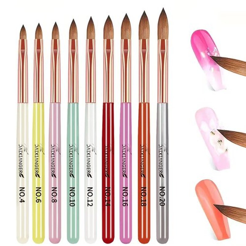 DAIXIANGER Acrylic Nail Brush Set, 9PCS Professional Nail Art Brushes for Acrylic Powder Application & 3D Nail Carving, Premium Nail Brushes Kit for DIY Home Salon Tools