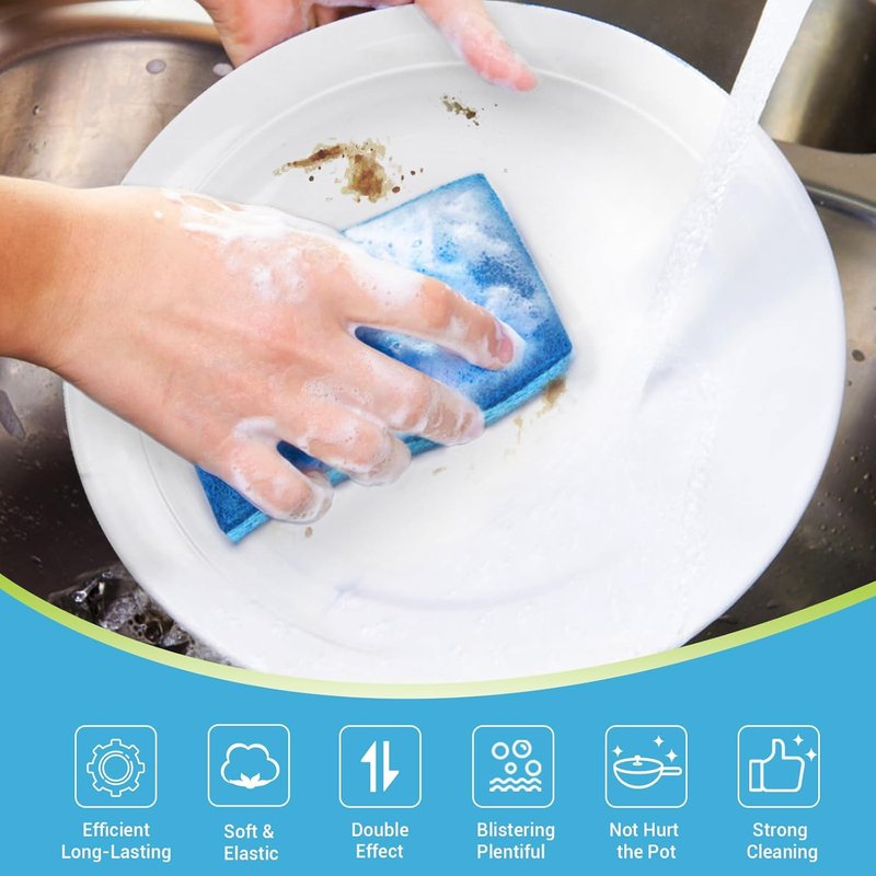 AIDEA Non-Scratch Scrub Sponges - Fast Cleaning Power for Dishes & Cookware | 6 Count