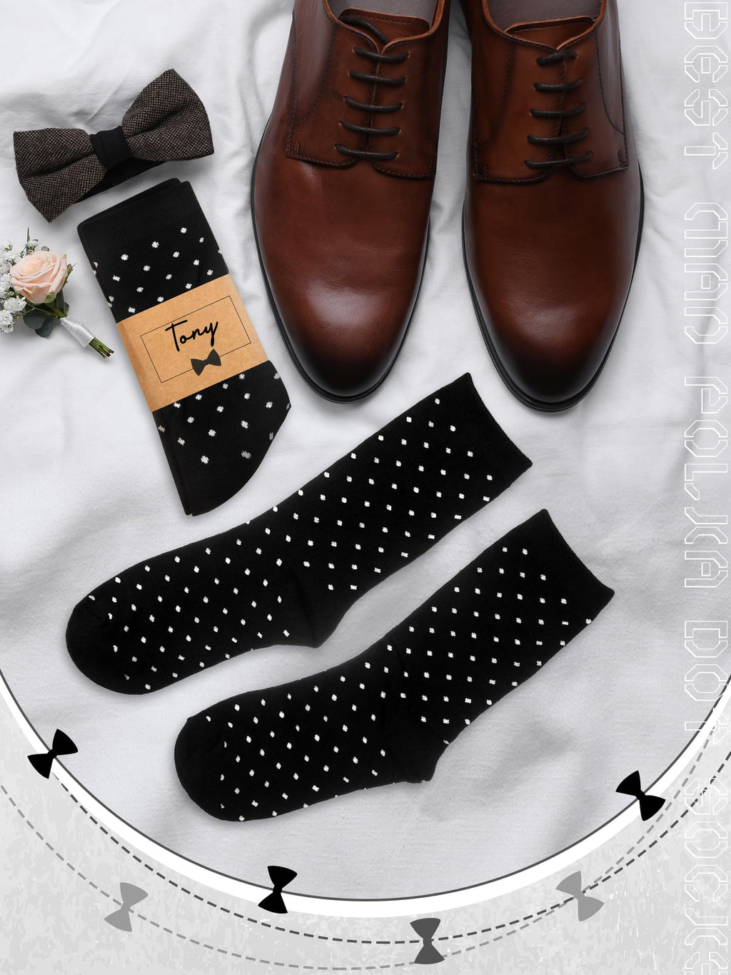 Glitopper 8 Pair Groomsmen Gifts for Men Groomsmen Proposal Socks for Wedding Novelty Funny Dress Socks Man Gifts(Black,Classic Style)