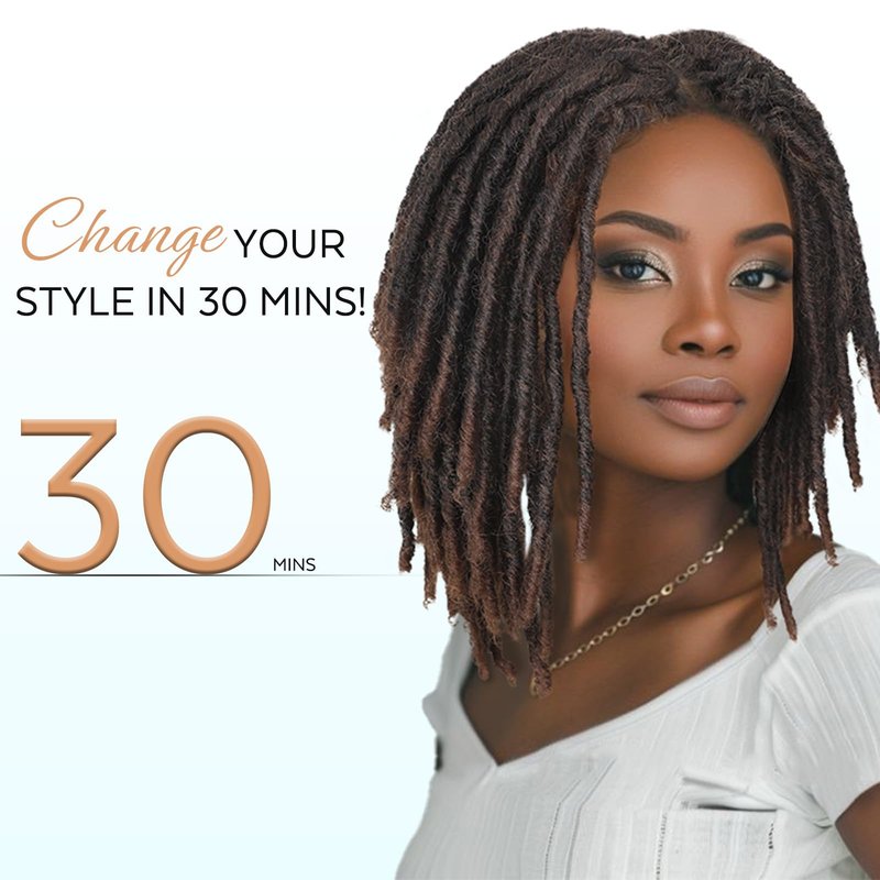 WIGNEE 120 Strands Faux Locs Crochet Hair 10 Inches Short Faux Locs Pre-Looped Soft Locs Dreadlock Crochet Hair 6 Packs Pre-Twisted Crochet Hair for Black Women(10 Inch,1B/30)