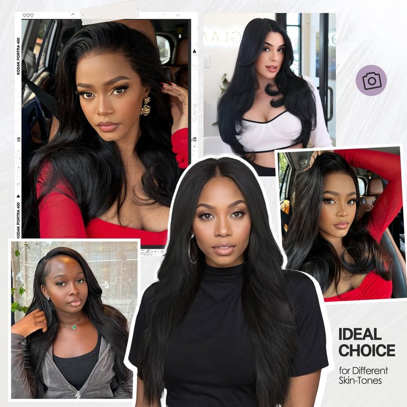 WIGER Straight Lace Frontal Wigs for Black Women Yaki Straight Layered Wigs 13X6 HD Lace Front Wig Long Synthetic Blow Out Hair for Daily or Events Salon-trimmed Hairstyle