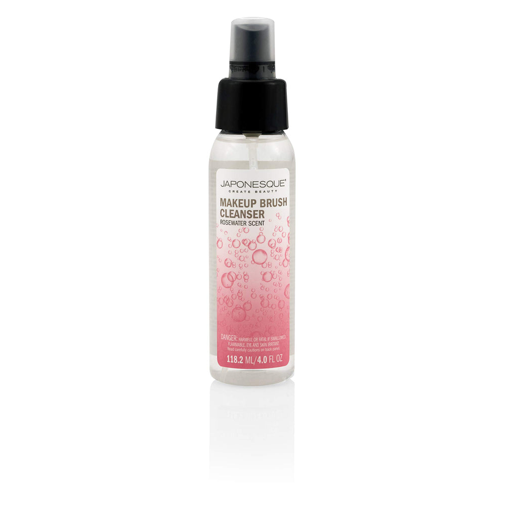 Japonesque Makeup Brush Cleansing Spray for Prolonged Performance of Natural and Synthetic Brushes, Cleans Brushes of all Types of Makeup, Rosewater Scent, 4oz