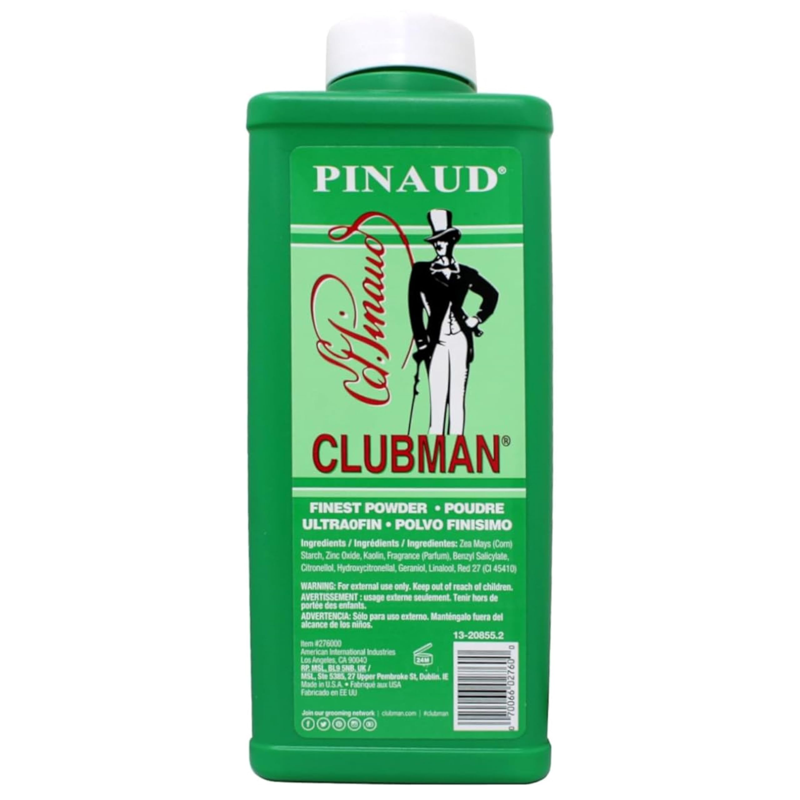 Clubman Pinaud Finest Powder, Classic White Powder for Men, Protection Against Sweat and Body Odor, 9 Oz X 2 Packs
