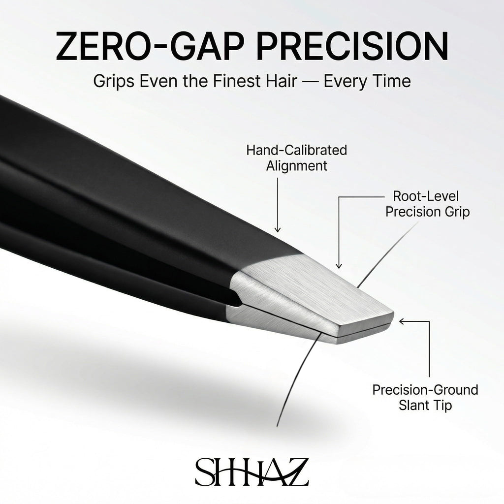 Shhhaz Professional Eyebrow Tweezers Set – Precision Slant, Pointed, Flat & Angled Tweezers for Women – Stainless Steel Facial Hair Removal Kit with Case