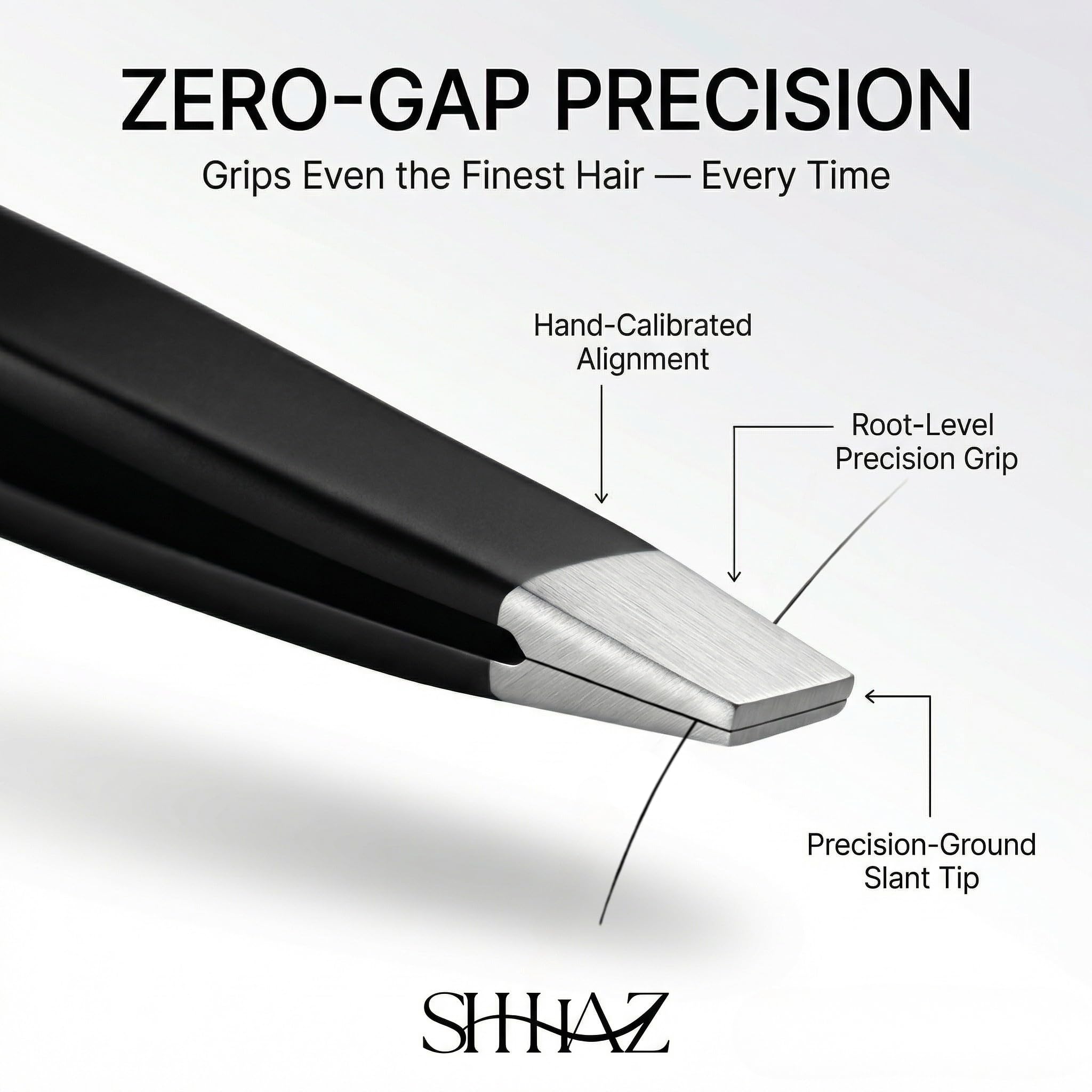 Shhhaz Professional Eyebrow Tweezers Set – Precision Slant, Pointed, Flat & Angled Tweezers for Women – Stainless Steel Facial Hair Removal Kit with Case