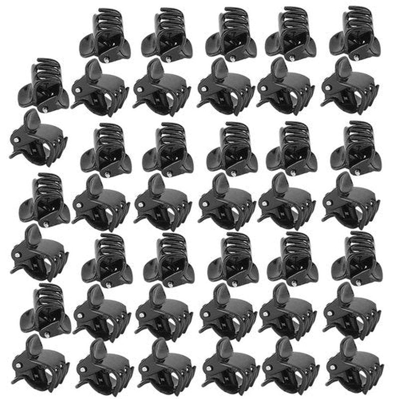 Haosie Mini Hair Clips Set - 100 Stylish Non-Slip Black Plastic Claw, Jaw Clips, Crown Claws and Clamps Hair Accessories for Girls and Women