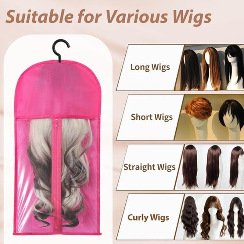 14PCS Wigs Storage Bags With Hanger, Dust-proof Wig Holder, Water-proof Wigs Rack & Organizer, Breathable Hair Extension Holder, Easy to Carry Wig and Accessories for Home, Travel, Hair Salon