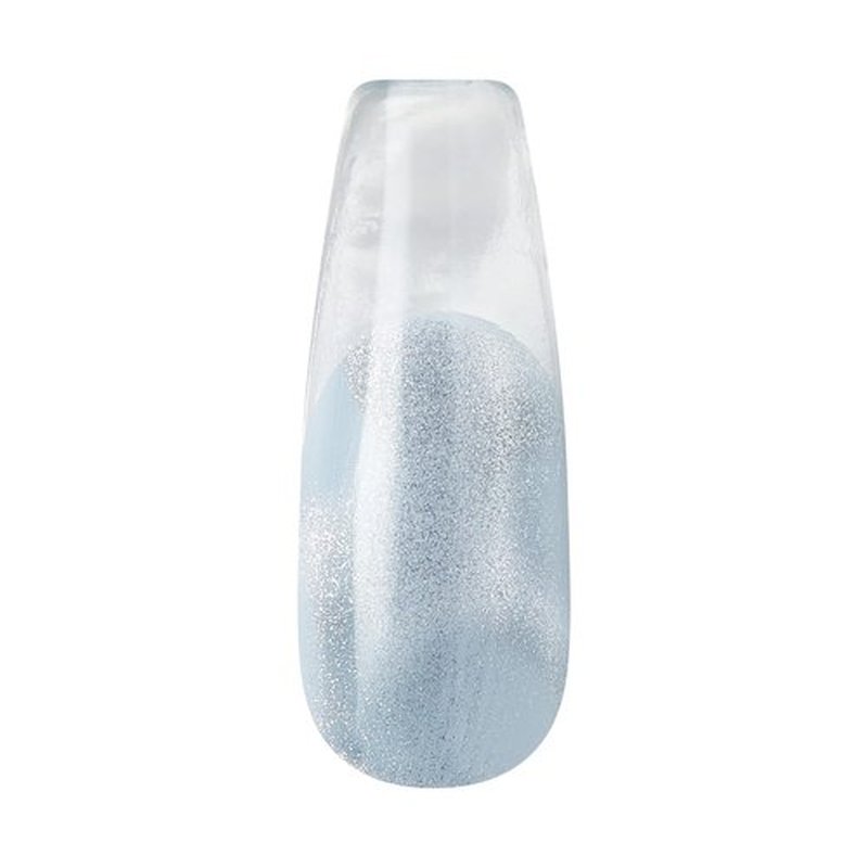 KISS GLAM Jeweled Press On Nails, Seraphic, Blue, Long, Coffin, 32 Count