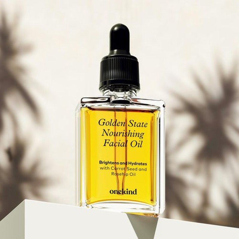 Onekind Golden State Anti Aging Botanical Face Oil with Rosehip Seed Oil, Sea Buckthorn Extract, Carrot Seed to Visibly Brighten, Firm, and Hydrate - Nourishing and Hydrating for Dry Skin