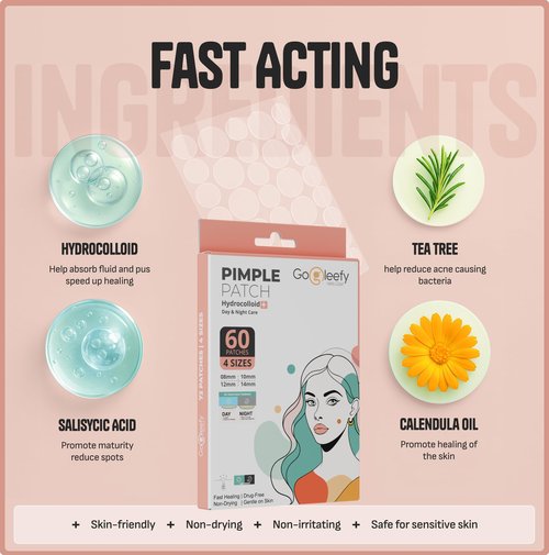GoGleefy Pimple Patches for Face – Day & Night Acne Patches for Fast Healing, Skin Clarity – Invisible Hydrocolloid Patches, Waterproof Spot Treatment – All Skin Types Zit Patches of 60/120/180