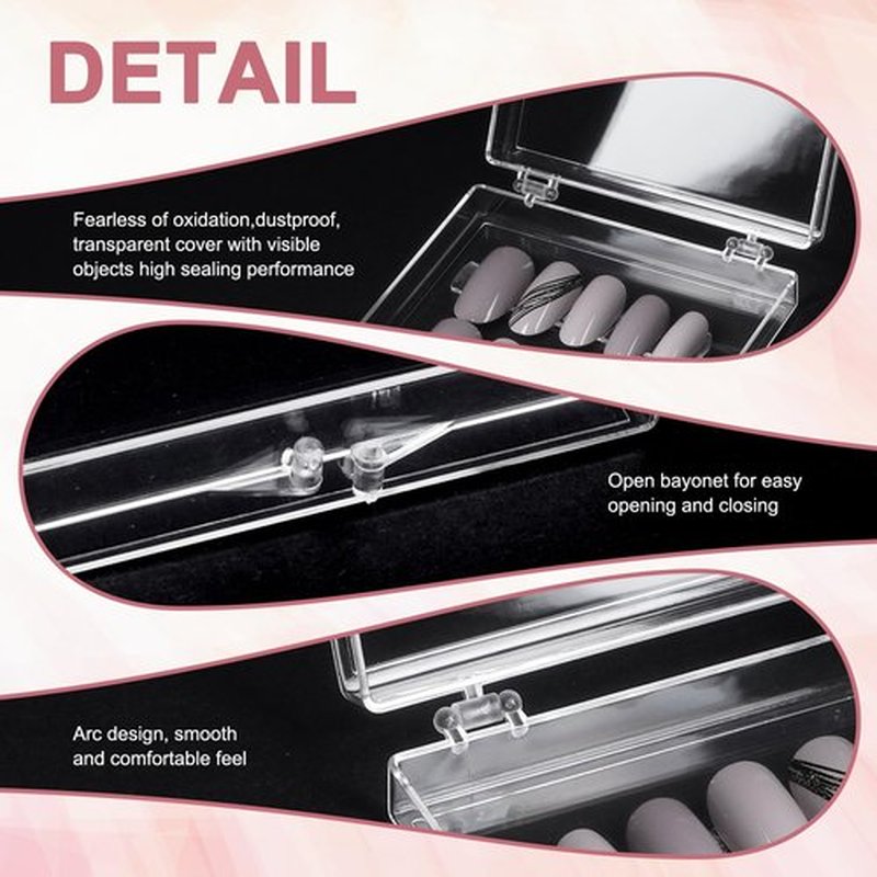 30Boxes Large (8 x 8cm) Press On Nail Packaging Storage Box and 90pcs Adhesive Tabs - Acrylic Organizer Case for Artificial Nail for Nail Business Supplies (clear, L)