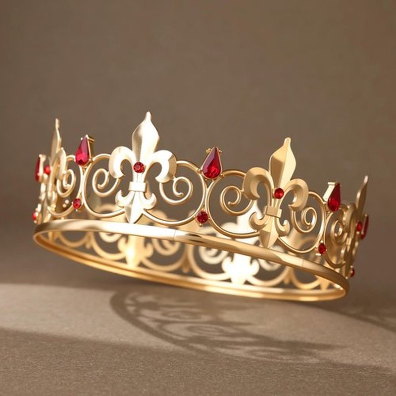 FORSEVEN Baroque Queen Crown, Princess Birthday Prom Tiara, Wedding Party Crystal Hair Accessories for Women and Girls Christmas Crown (Gold Red)