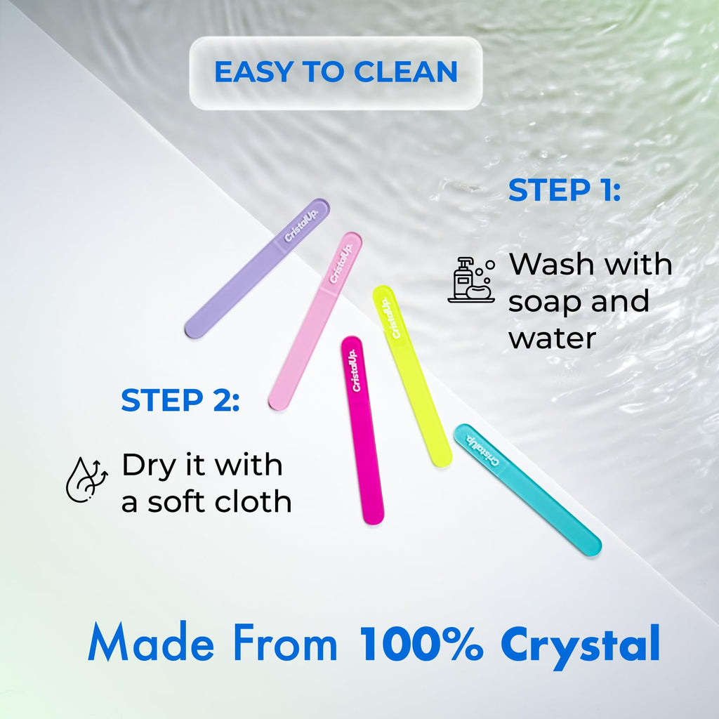 Crystal Nail File 4 in, Glass File Ideal for Purse, Durable, Safe and Gentle on Nails, Perfect for Travel Home, Office and On the Go, Portable Design