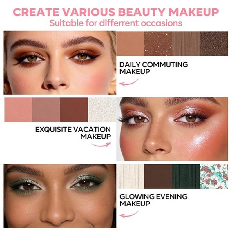 LUXAZA PRO 5-in-1 Backed Eyeshadow Makeup Palette with Blush Bronzer Highlighter, Natural Nude Eye Shadow Palettes 18 Colors Matte Shimmer Glitter Tone Long Lasting Smudge-Proof, Ideal Gifts for Women