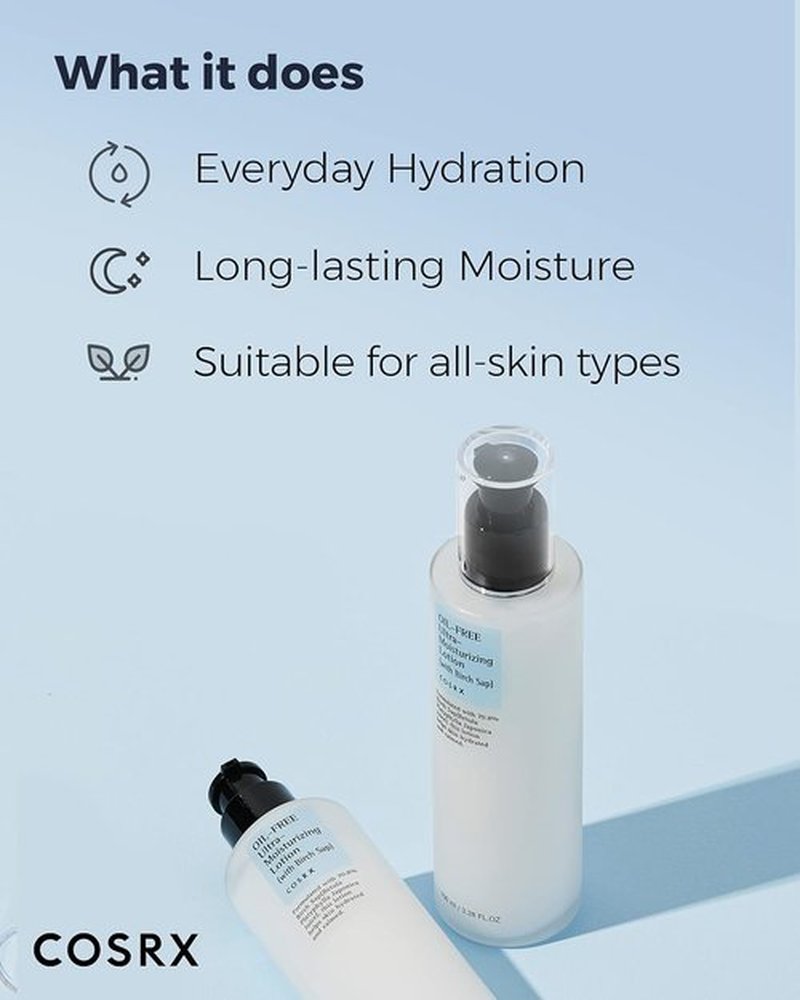 COSRX Oil-Free Lotion - Hydrating Daily Acne Facial Moisturizer for All Skin Types | 3.38 fl. oz / 100ml