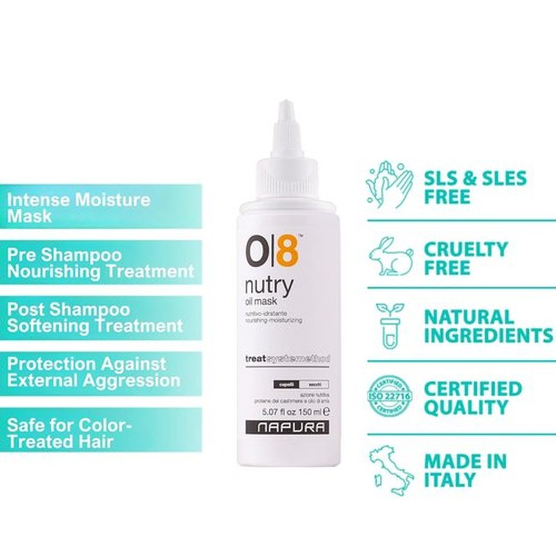 NAPURA O8 Intense Moisture Hair Oil Treatment Mask - Nourishes & Restores Dry, Damaged Hair (5.07 fl oz)