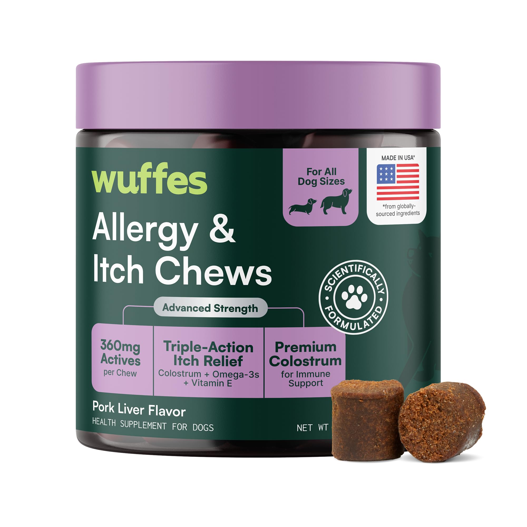 Wuffes Allergy & Itch Chews for Dogs, 60 ct