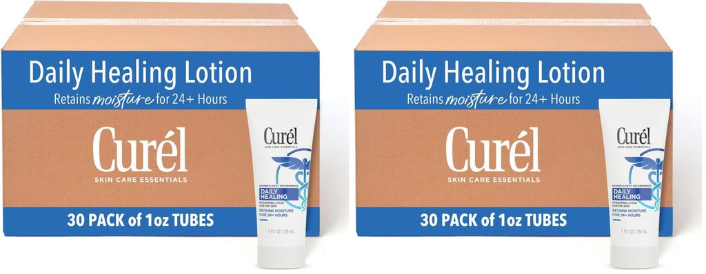 Curel Daily Healing Body Lotion for Dry Skin, Dermatologist Recommended Hydrating Body Lotion with Advanced Ceramides Complex 1 Oz, (Pack of 60)