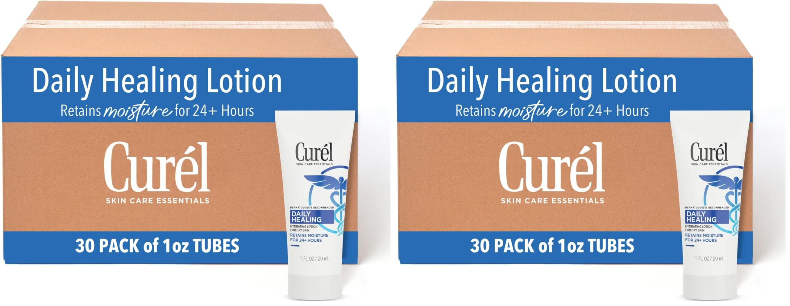 Curel Daily Healing Body Lotion for Dry Skin, Dermatologist Recommended Hydrating Body Lotion with Advanced Ceramides Complex 1 Oz, (Pack of 60)