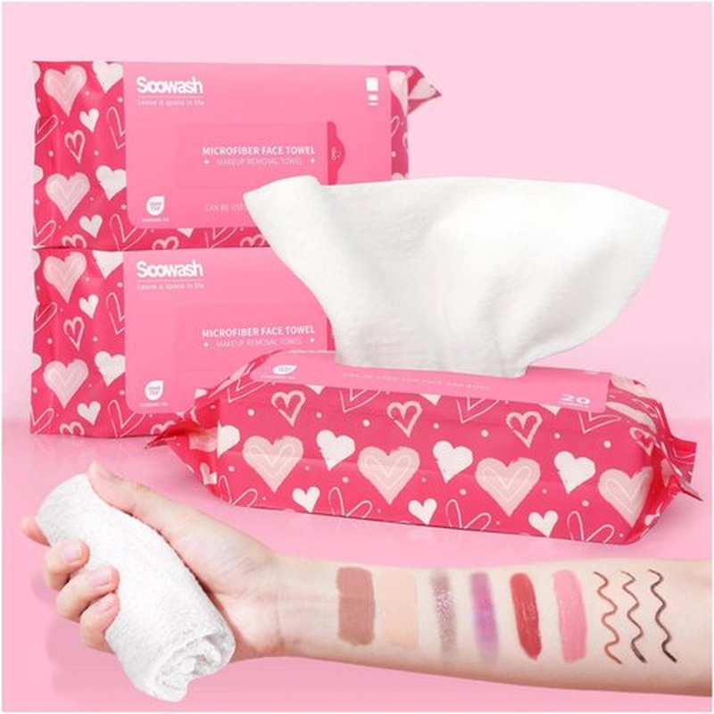 SOOWASH Makeup Remover Little Towels - Ultra Soft Fragrance Free & Alcohol Free Face Towels for Sensitive Skin,（60 Count 480 Uses）Dry Wipes Travel Firendly