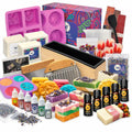 Wallace & Williamson Deluxe Soap Making Kit - Adults & Kids - Modern Floral Theme - Includes Shea Butter Soap Base, Molds, Scents, Dyes, Tools & Instructions