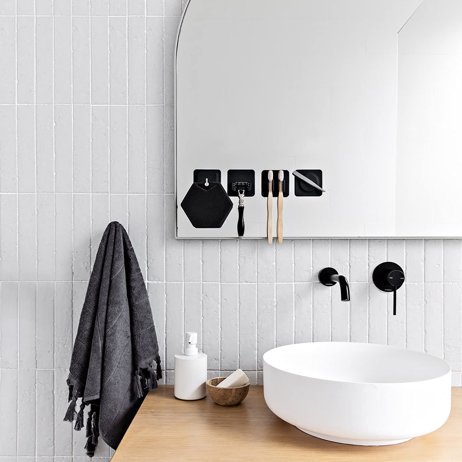 TOOLETRIES The 4-in-1 Tile Series, Bathroom Organizer – Charcoal