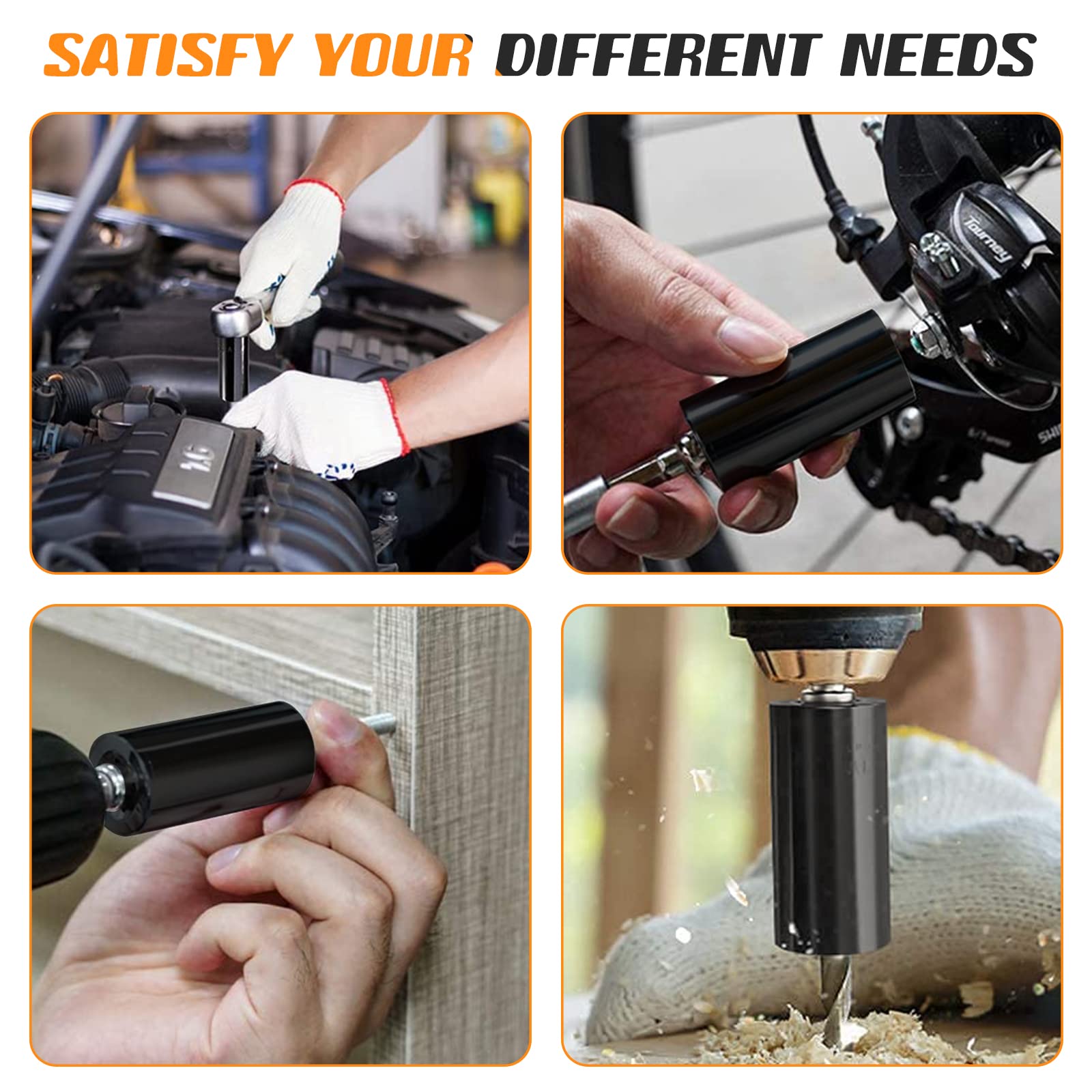 Universal Socket Tools Gifts for Men Dad Him Husband Teen Boys Women Cool Stuff Ideas Gadgets Gifts Christmas Stocking Stuffers Birthday Fathers Day Grip Socket Set with Power Drill Adapter (7-19mm)