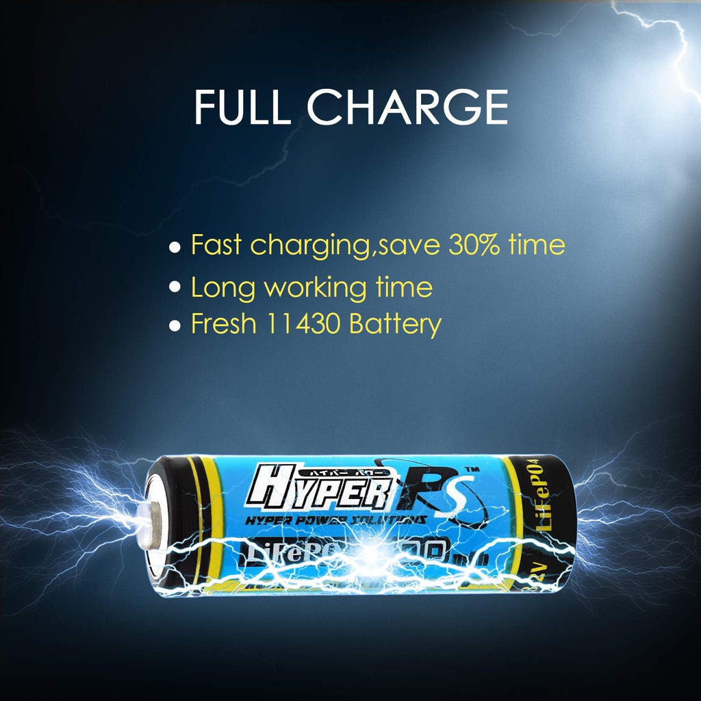 HyperPS 12 Pack 3.2V LiFePo4 14430 (14 x 43mm) 400mAh Rechargeable Battery for Solar Panel Light, Tooth Brush, Shaver, Flashlight