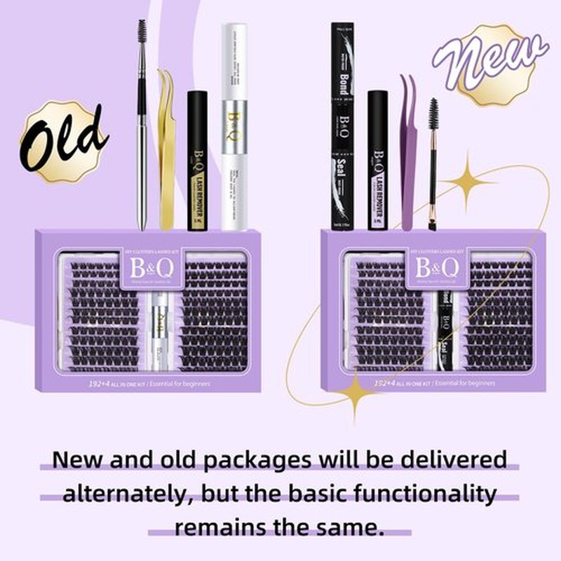 B&Qaugen Lash Extension Kit 192 PCS Eyelash Extension Kit D Curl Lash Clusters Kit Wispy Individual Lash Kit DIY Lash Extension Kit with Lash Glue and Remover Applications (B05+B06, Kit)