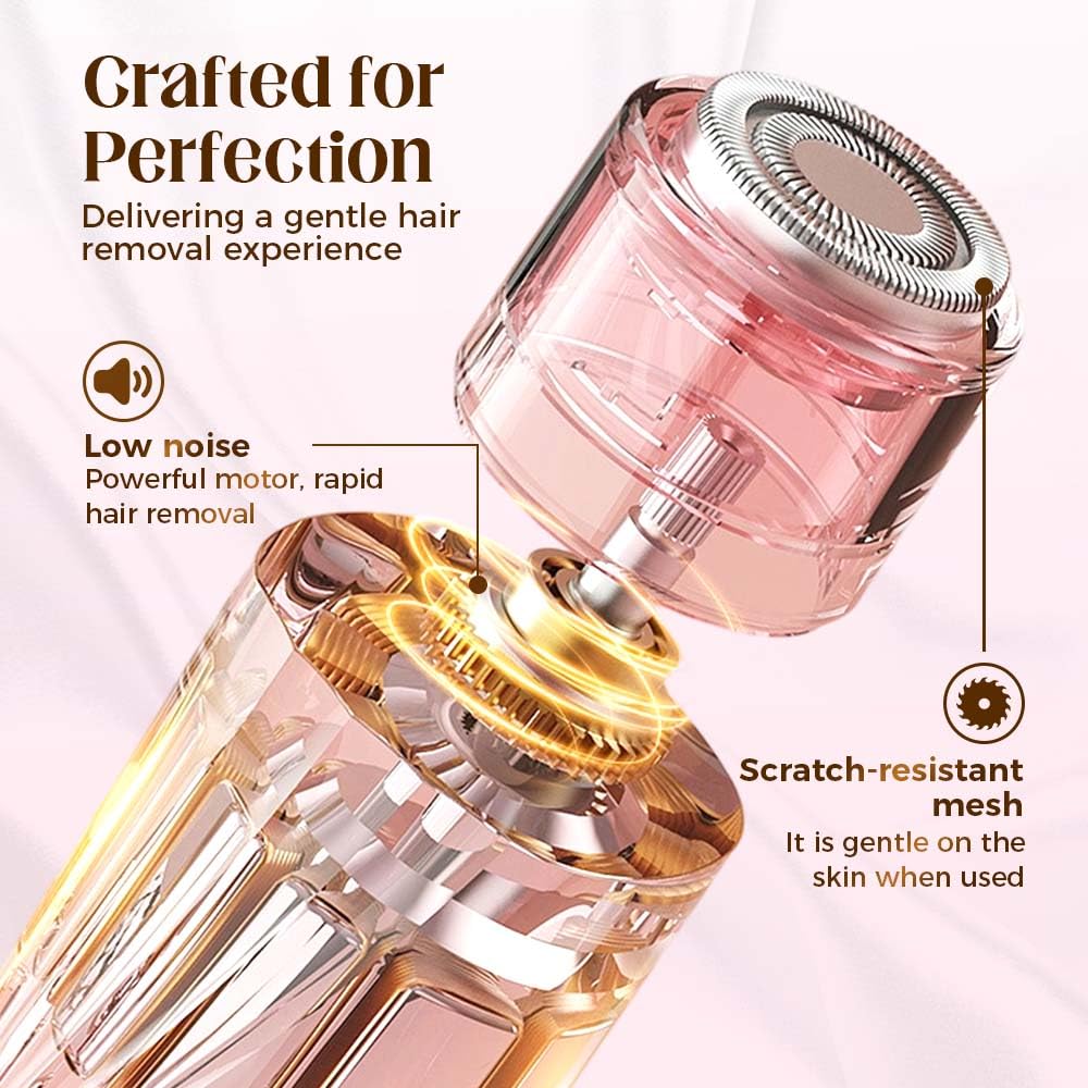 2-in-1 Electric Bikini Trimmer for Women, Waterproof Dual-Head Shaver & Epilator for Pubic, Underarm, Legs & Face, Rechargeable Painless Hair Removal (Pink)
