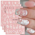5D Spring Embossed Flower Nail Art Stickers 4 Sheets JMEOWIO Real Self-Adhesive Decals Floral Design Nail Decoration for Women Girls