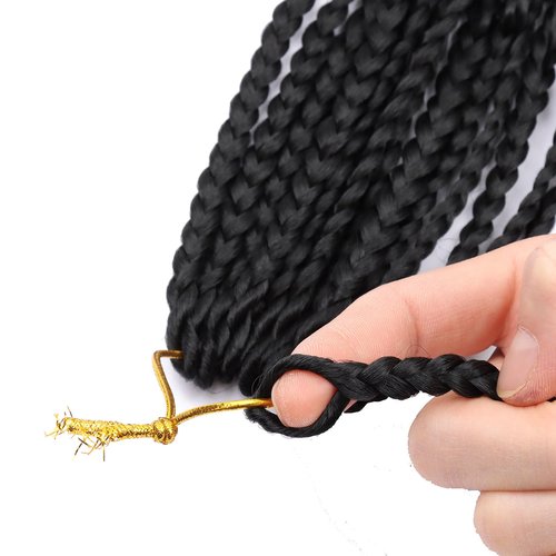 LMZIM 14 Inch Goddess Box Braids Crochet Hair for Black Women - 8 Packs Synthetic Hair Extension,Bohemian Boho Box Braids Crochet Braid Curly Ends1B